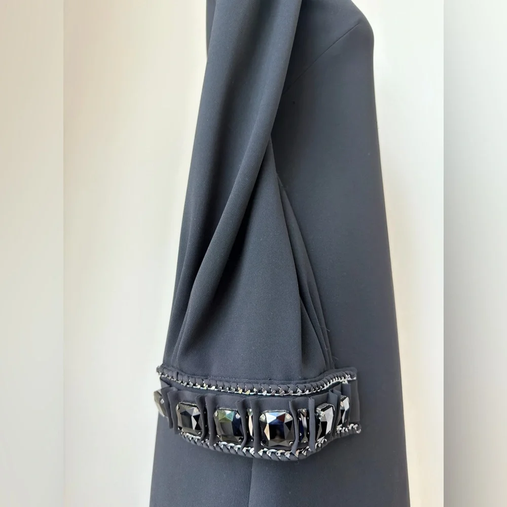 Elie Tahari Black Long Sleeve  Mini Dress  with Embellished sleeve cuff Size 4